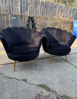 Black Velvet Shell Accent Chairs