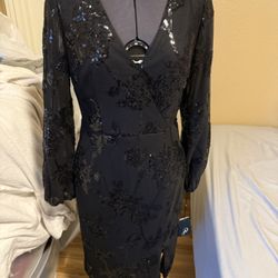 New Adrianna Pappell Black Sequin Dress