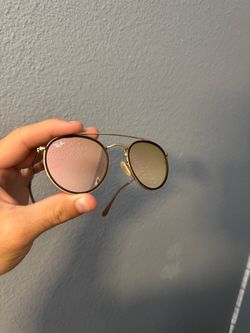 Ray Ban Round Double Bridge Sunglasses | Color: Gold/Pink