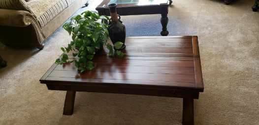 Solid wood Coffee/ game table with side table
