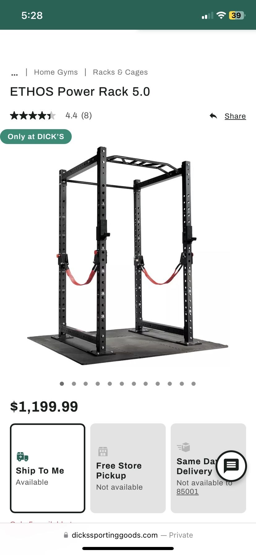 Ethos Power Rack 5.0 With Safety Straps And Landmine