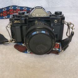 Canon A-1 Camera with 3 Lenses 
