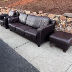 FREE ITALIAN LEATHER Sofa, Ottoman, Lounge chair