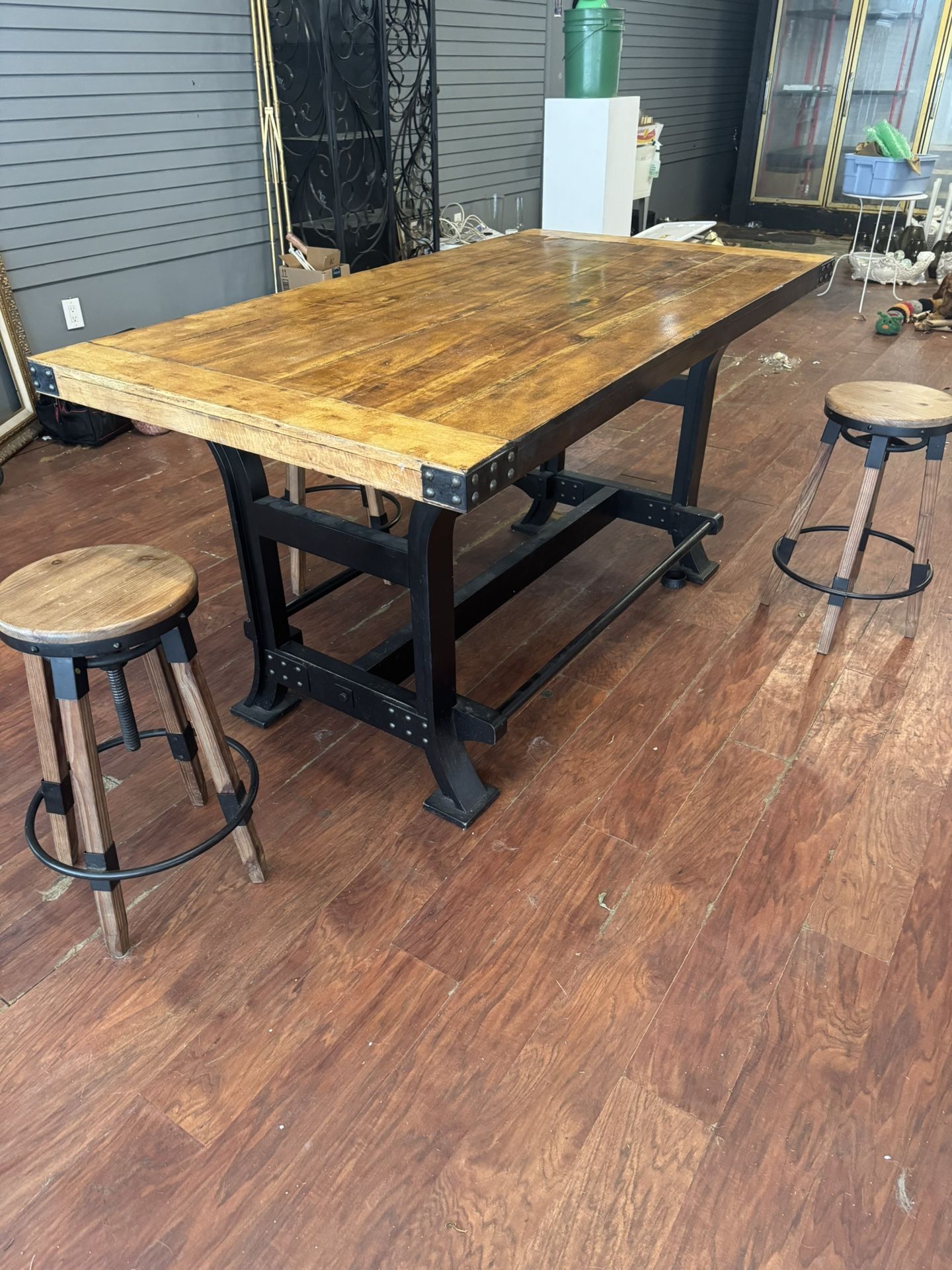 Beautiful! Heavy industrial/Farmhouse Table.
