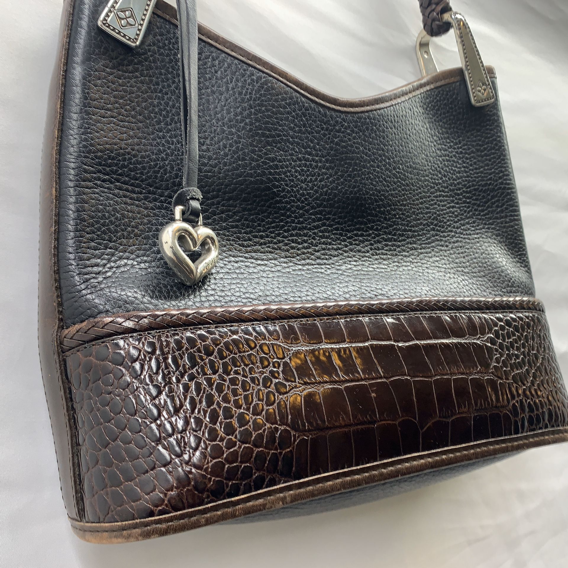 Brighton Handbag PURSE Leather Croc Heart Charm excellent condition