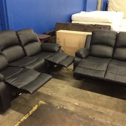  Lack Leather Fully Reclining Couch Set 