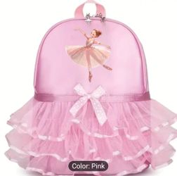 Stylish Pink Nylon Backpack with Lace & Bow 