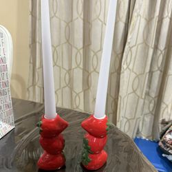 Ceramic Strawberry Candle Holders