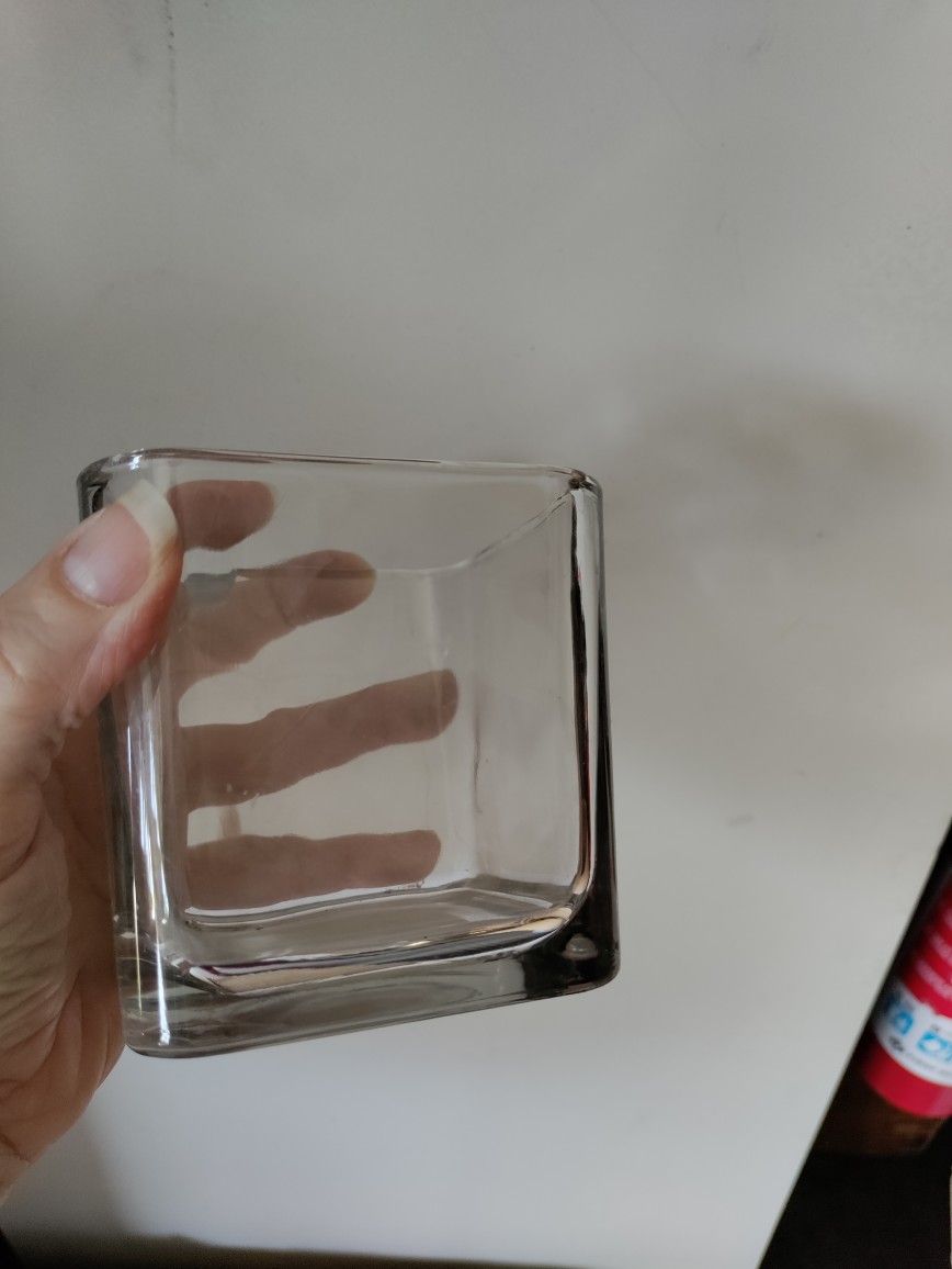 Glass 14 oz. Cube Votive Holder / Condiment Jar
