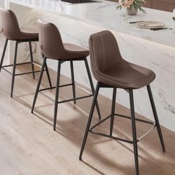   Bar Stools Set of 4  Lbc088k01 Bar Height Bar Stools with Back, Ergonomic Backrest, Synthetic Leather, Metal Legs, 28.7-Inch Tall Barstool