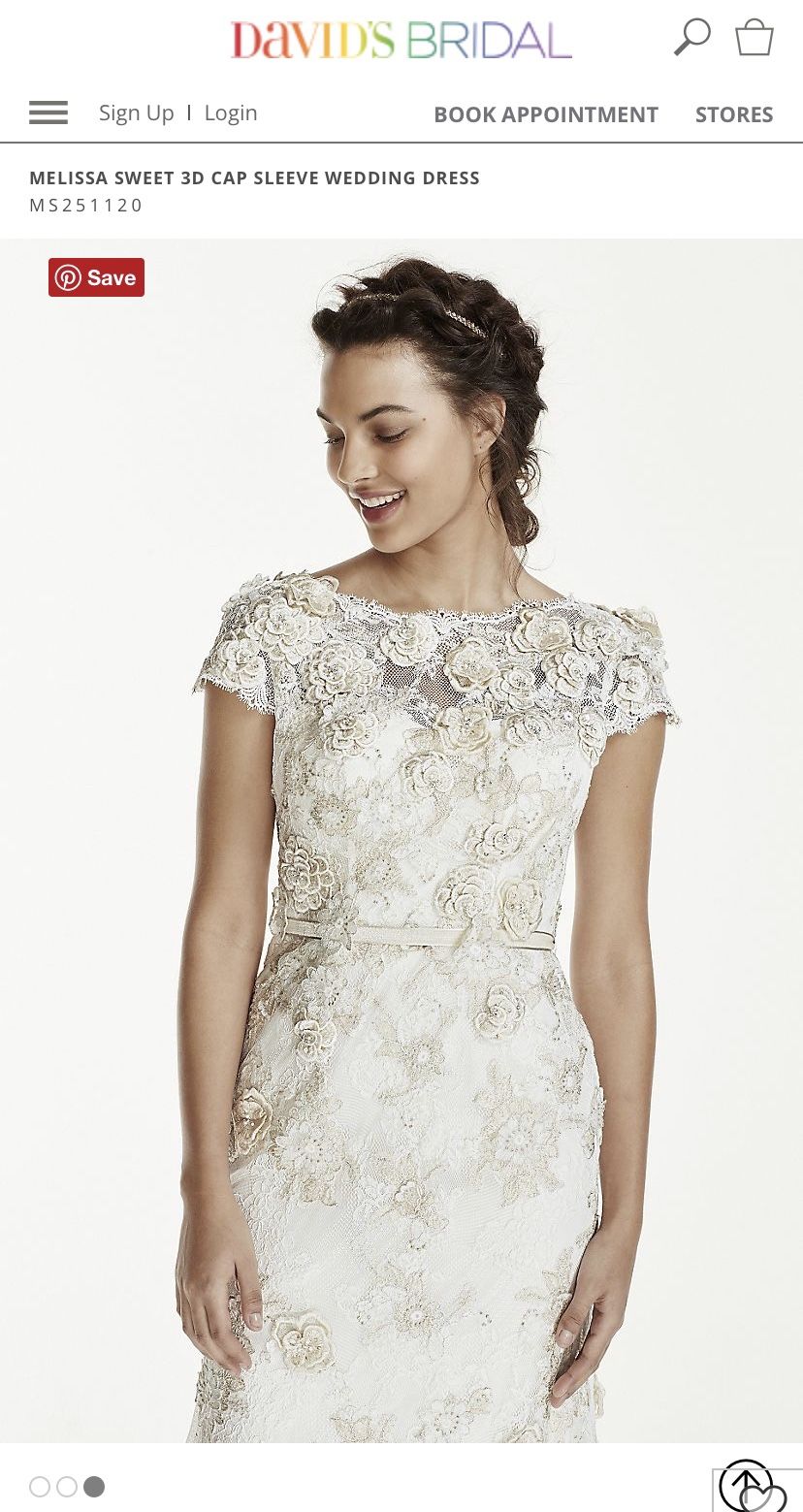 Melissa Sweet 3D Cap Sleeve Wedding Dress