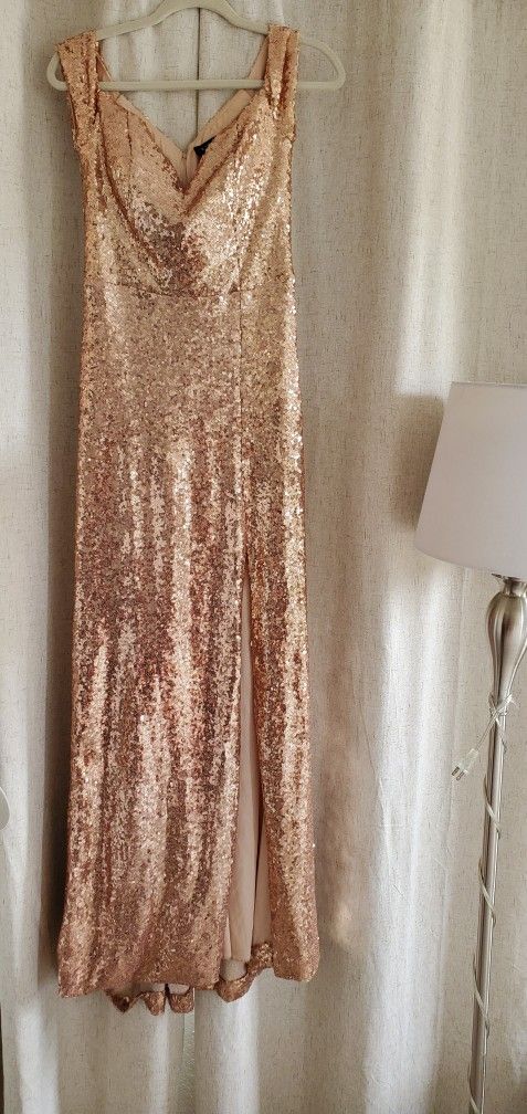 Rose Goldlong Sequence Dress