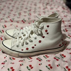 White Converse with Hearts