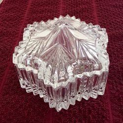 NEW Mikasa Diamond Fire Glass Covered Canister Bowl Dish with Lid