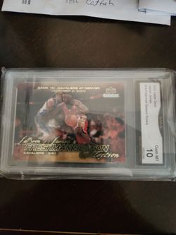 2003 Upper Deck LeBron James "Freshman Season" Rookie card, graded a GMA 10 Gem Mint