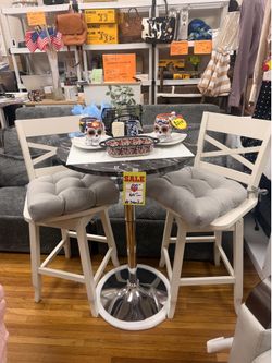 Round Bistro Bar Table Height Adjustable 360-degree Swivel