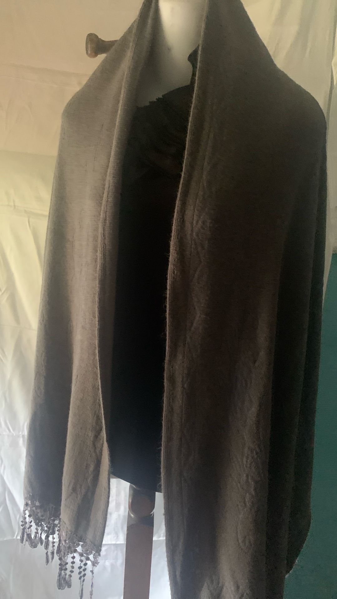Pashmina Shawl Gray With Flowers Design