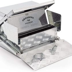 Grandpas Feeders Automatic Chicken Feeder - Heavy-Duty Galvanized Steel with Weatherproof Lid - No-Waste Poultry Feeder, Rat Proof, Spill Proof, Stand
