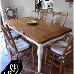 Multicolored Wood White Dining Table Chairs Sale 