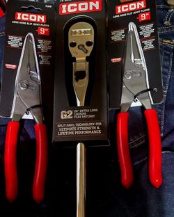 Icon  G2 26" Extra Long Locking Flex Ratchet 1/2" Drive & 2 Icon Needle Nose Pliers