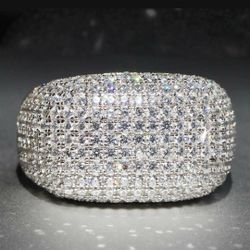 Dazzling 925 Stamped Created White Sapphire Pave Dome Ring SZ 6 - 10 *See My Other 500 Items*