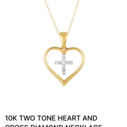10k Heart Cross Necklace 
