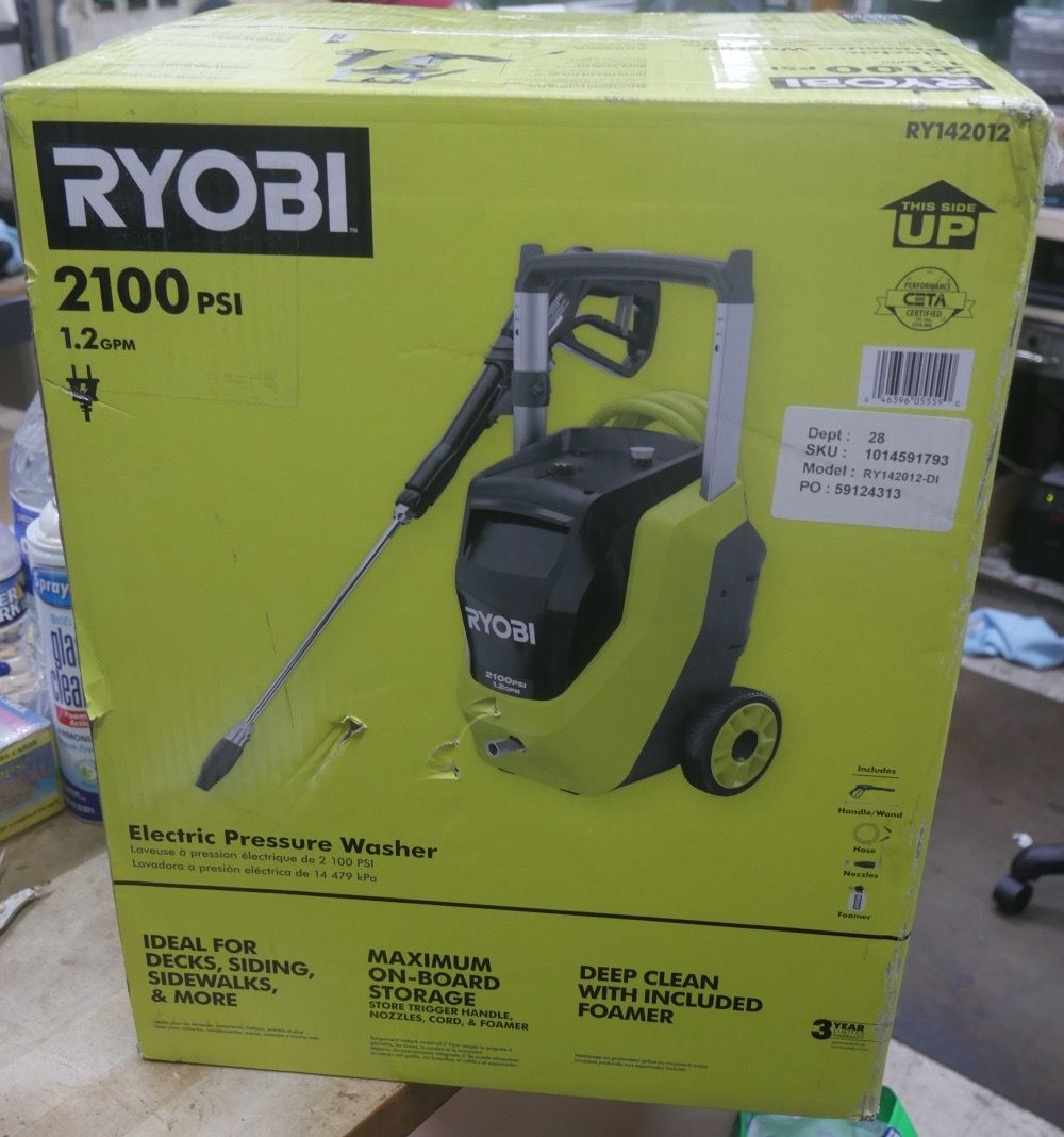 RYOBI 2100PSI PRESSURE WASHER RY142012 NEW 892587-1