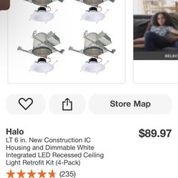 Halo LT 6 in. New Construction IC Housing and Dimmable White Integrated LED Recessed Ceiling Light Retrofit Kit (4-Pack)