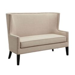 Williams Home Furnishing Cuenca Love Seat Bench high wingback couch Beige/creamy(address in description) 👇delivery 🚚 available within 15 miles for