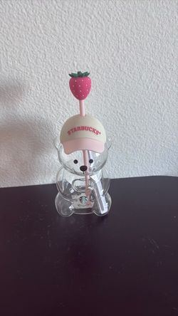 Starbucks Pink Barista  authentic Strawberry  20oz Glass Bear Cup Bearista 2026