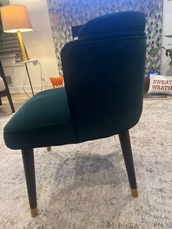 Green velvet channel back dining chair