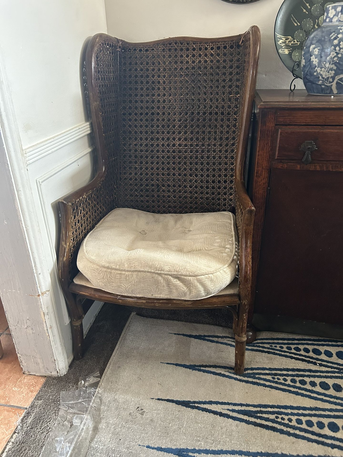 Wicker Wingback Chair