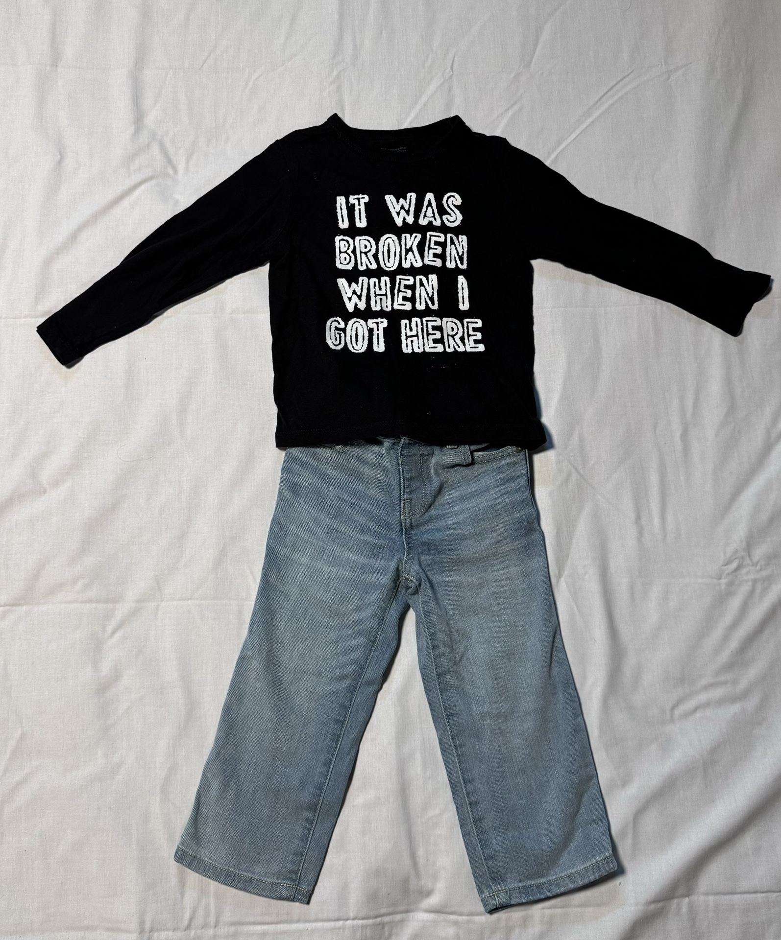 Toddler Boys Long Sleeve Tee W/ Cat & Jack Jeans Boys Size 2T