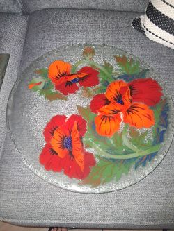 Poppy Flower Glass Plates