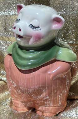 Smiley Pig Cookie Jar-Bank 1950's