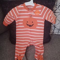 Carter's Just One You 3mo Stripe Pumpkin One Piece 