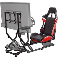 ARES WING Racing Simulator Cockpit with Seat and Monitor Mount, Adjustable Sim Racing Cockpit Compatible with Logitech, Thrustmaster, Fanatec, Moza, f