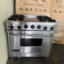 Viking 36”Wide Dual Fuel Range Stove In Stainless Steel 