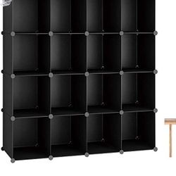 Cube Storage Organizer, 16-Cube Shelves Units, Plastic Storage Cubes, DIY Closet Organizer, Modular Closet Storage Shelves Ideal for Home, Bedroom, 