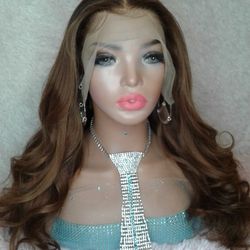 Lace Front Wig Ombre Chestnut Brown Blonde Ombre