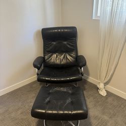 Leather Chair and Ottoman