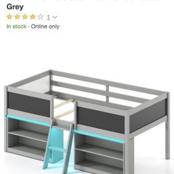 Low Loft Bed Twin Size Wooden Bed 
