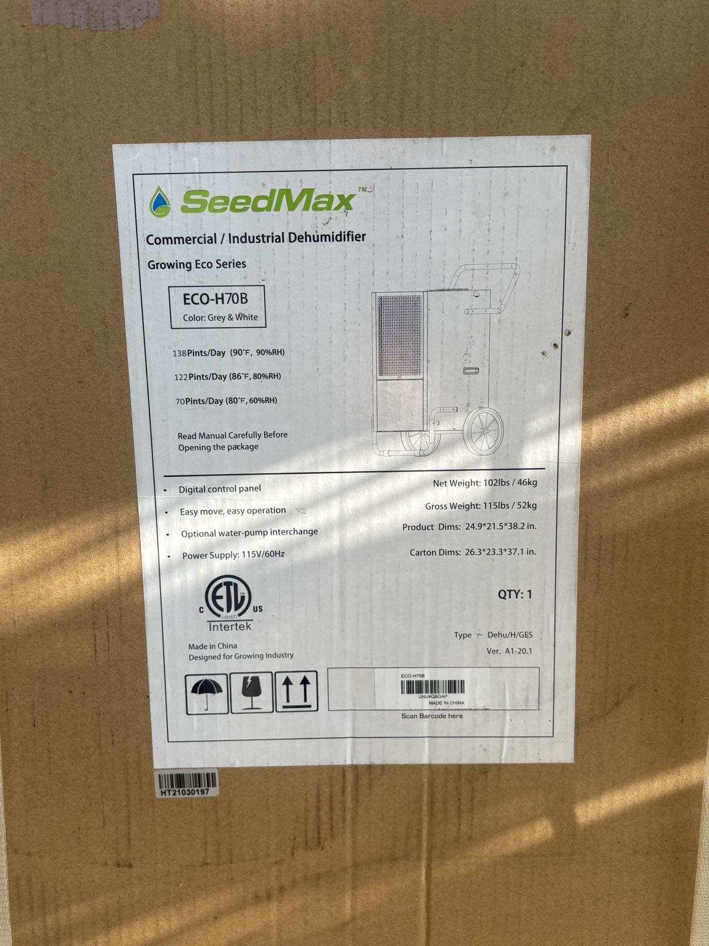 SpeedMax Commercial/Industrial Dehumidifier