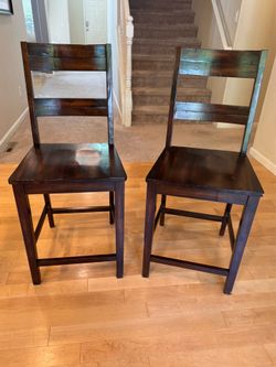 2 Solid Wood Counter Height Bar Stools - $80