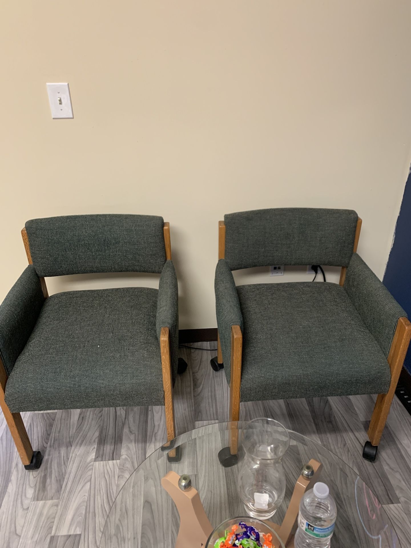 Vintage Rolling Guest Chairs – Set of 2 – Very Sturdy & Comfortable