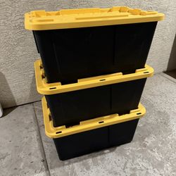(3 Total) 27 Gallon Heavy Duty Storage Tubs Containers
