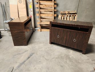 Matching Ebony Wood Veneer Cabinet Set of 2