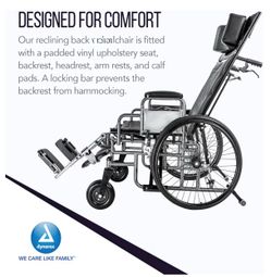 New. Dynarex Bari+Max Reclining Mobility Chair — Heavy Duty, 28” Seat, 500 lb Capacity