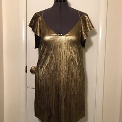 Gianni Bini Women’s Shiny Gold & Black Short Cocktail Dress Size Small