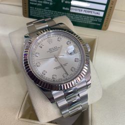 Rolex Datejust 41mm Factory Diamond Dial116334 Oyster Bracelet ,Complete Box & Card